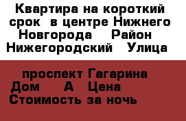 Квартира на короткий срок  в центре Нижнего Новгорода. › Район ­ Нижегородский › Улица ­ проспект Гагарина › Дом ­ 13А › Цена ­ 2 300 › Стоимость за ночь ­ 2 300 › Стоимость за час ­ 500 - Нижегородская обл., Нижний Новгород г. Недвижимость » Квартиры аренда посуточно   